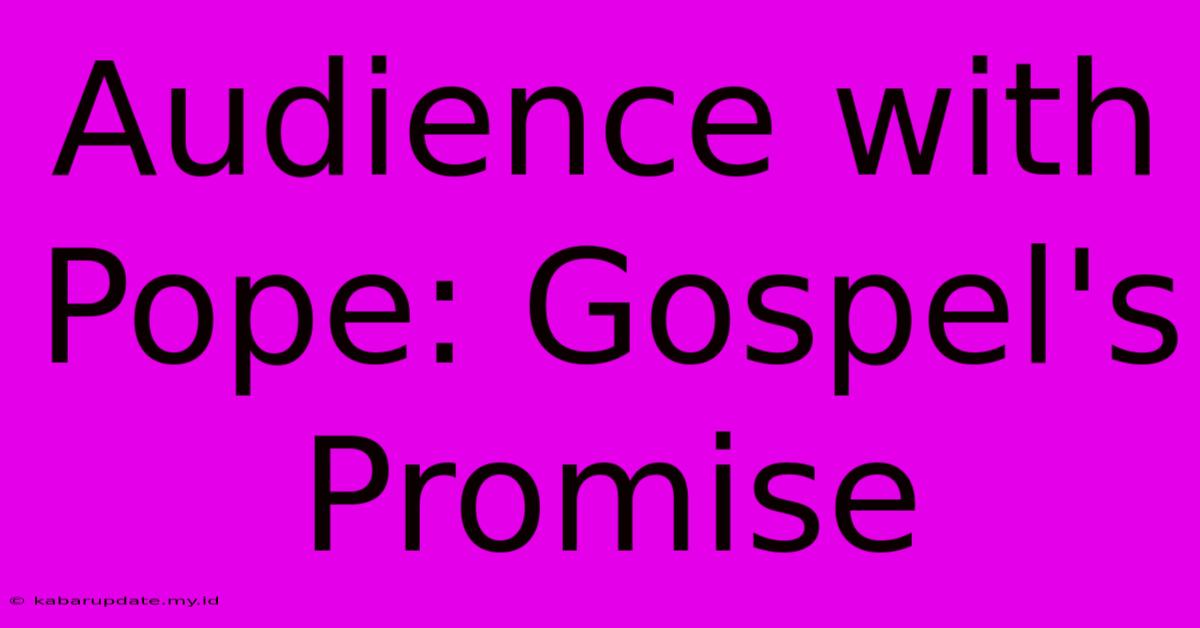 Audience With Pope: Gospel's Promise