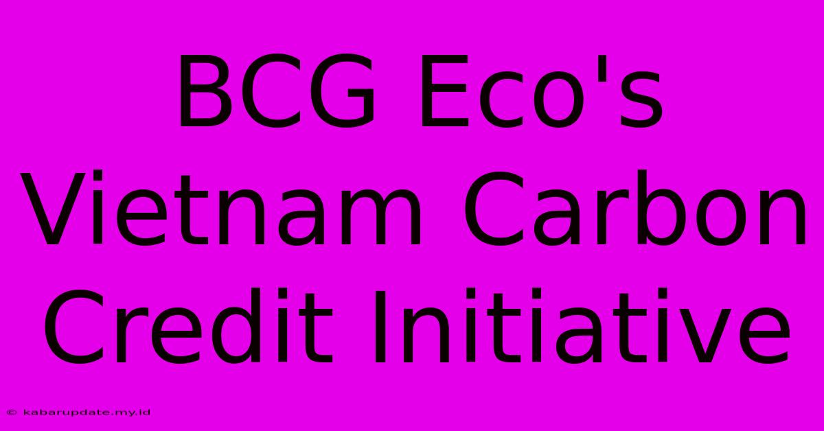 BCG Eco's Vietnam Carbon Credit Initiative