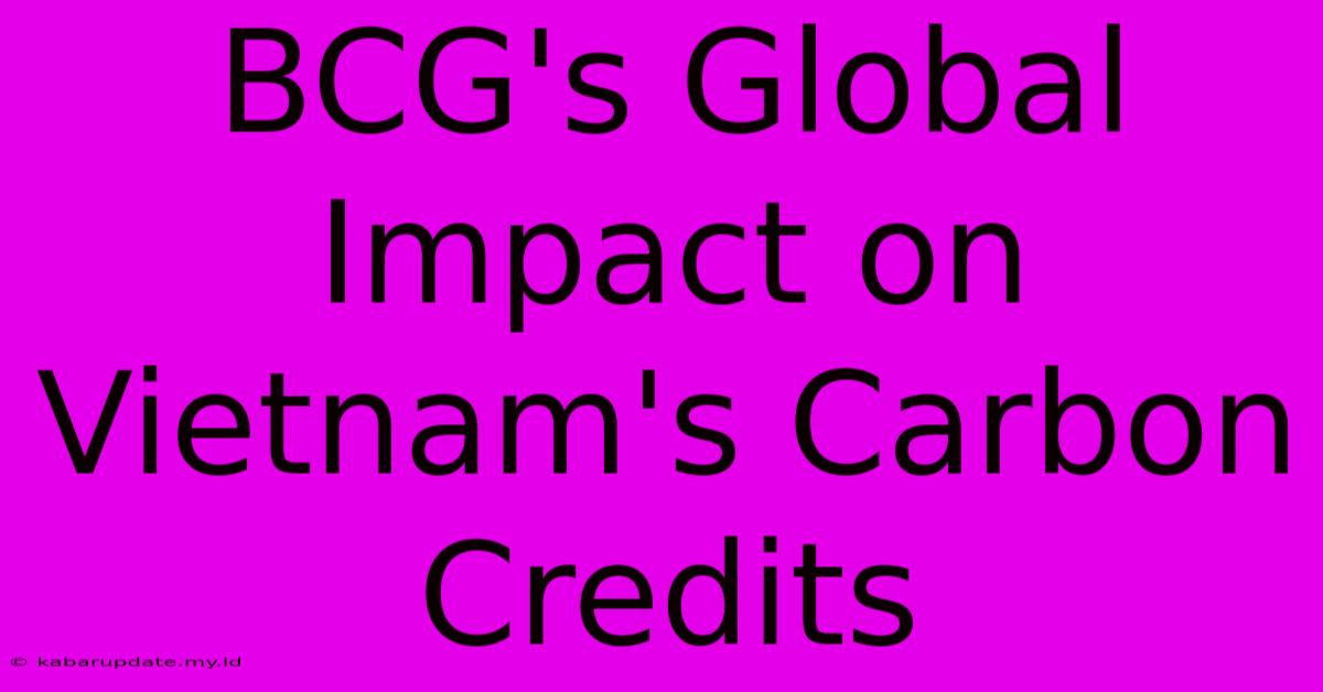 BCG's Global Impact On Vietnam's Carbon Credits