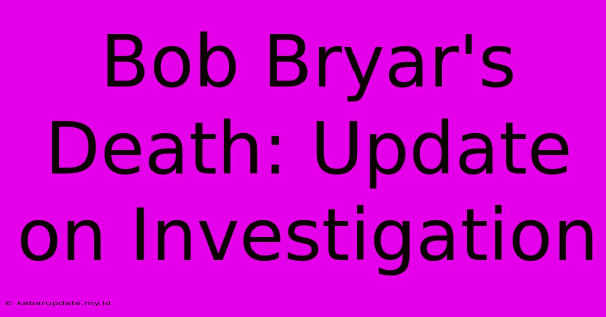 Bob Bryar's Death: Update On Investigation