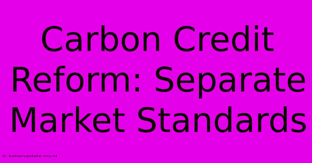 Carbon Credit Reform: Separate Market Standards