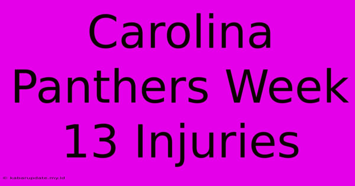 Carolina Panthers Week 13 Injuries