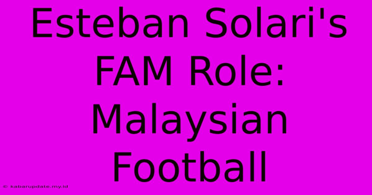 Esteban Solari's FAM Role:  Malaysian Football