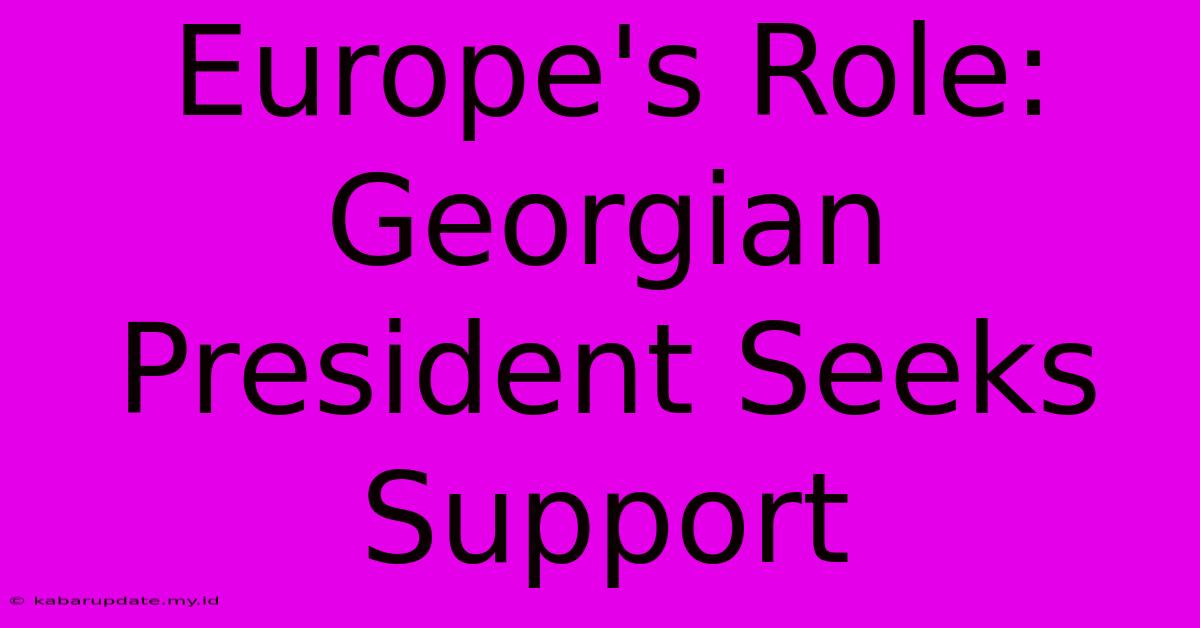 Europe's Role: Georgian President Seeks Support