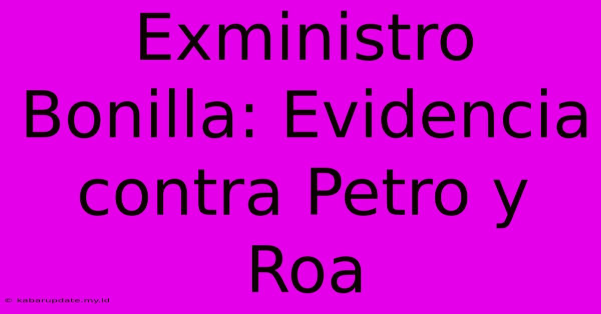 Exministro Bonilla: Evidencia Contra Petro Y Roa