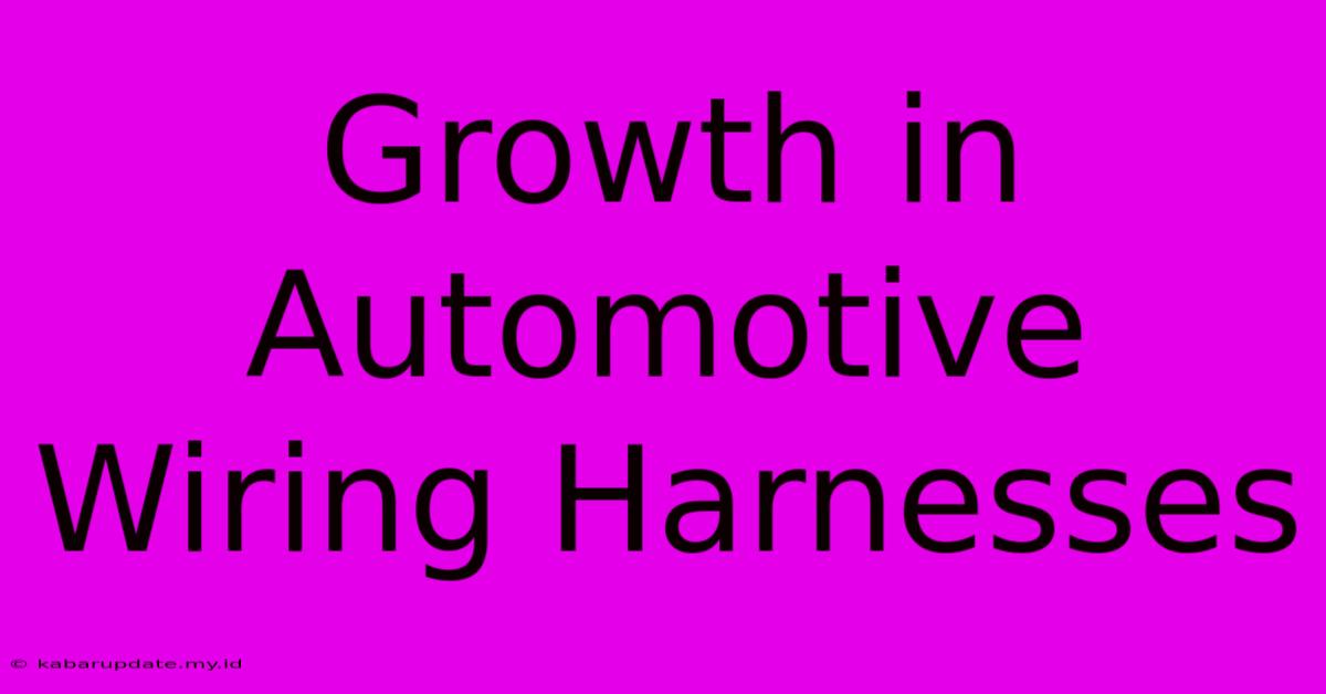 Growth In Automotive Wiring Harnesses