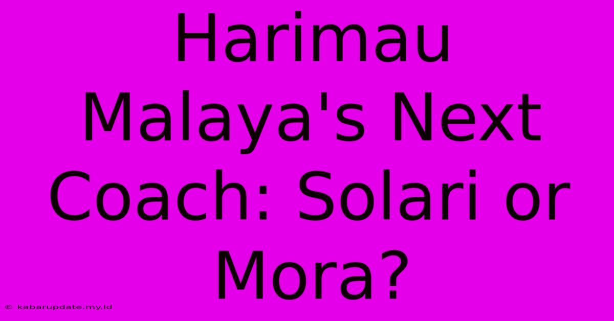 Harimau Malaya's Next Coach: Solari Or Mora?