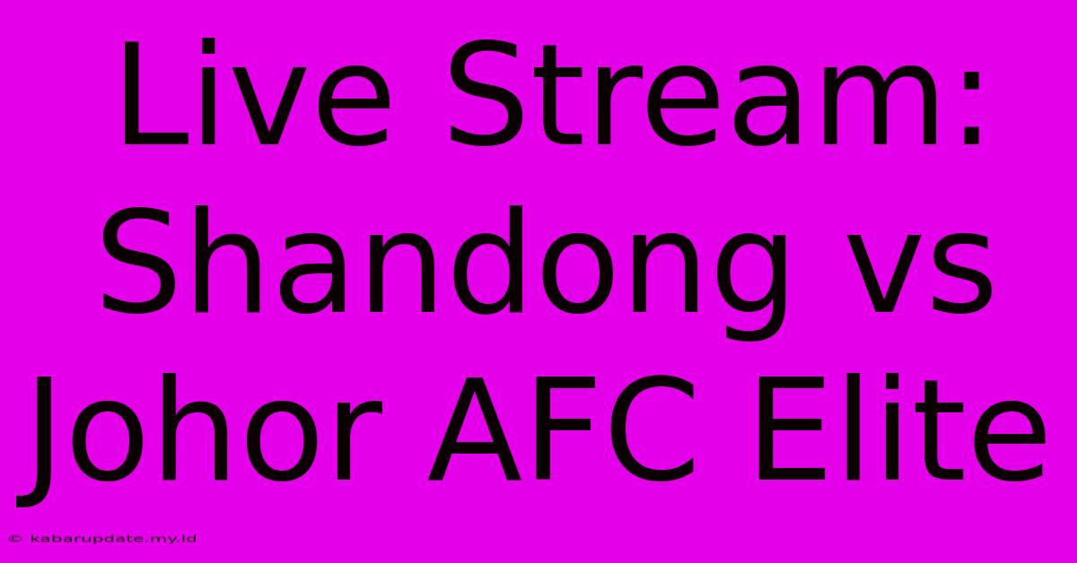 Live Stream: Shandong Vs Johor AFC Elite