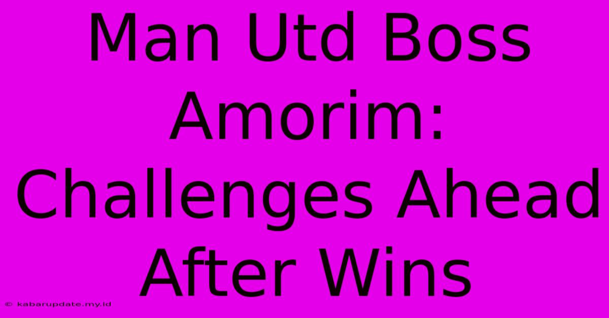 Man Utd Boss Amorim: Challenges Ahead After Wins