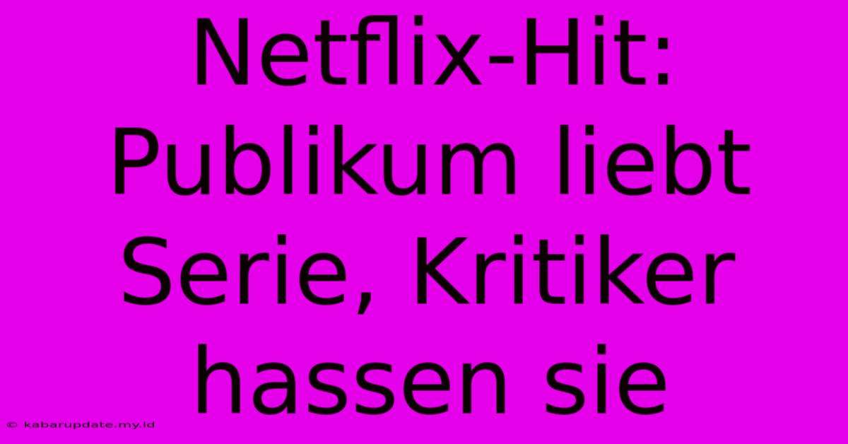 Netflix-Hit: Publikum Liebt Serie, Kritiker Hassen Sie