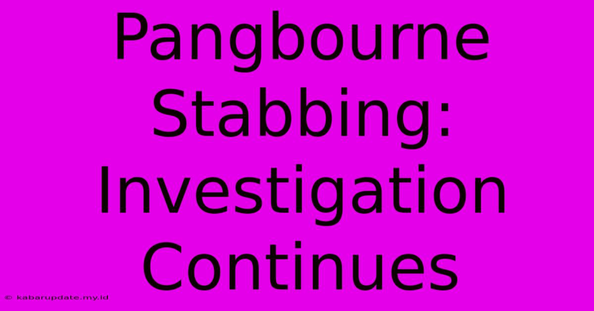 Pangbourne Stabbing: Investigation Continues