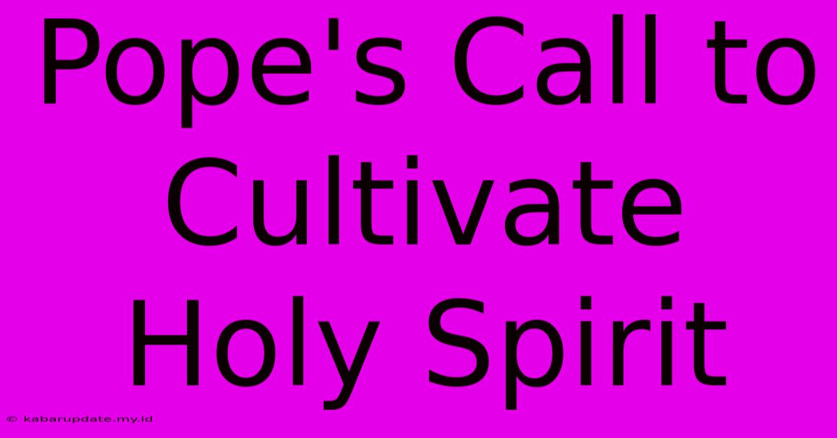 Pope's Call To Cultivate Holy Spirit