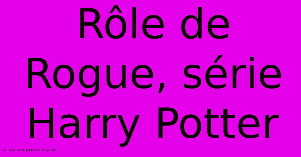 Rôle De Rogue, Série Harry Potter