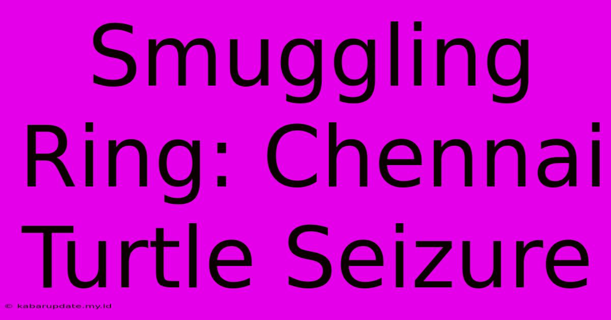 Smuggling Ring: Chennai Turtle Seizure