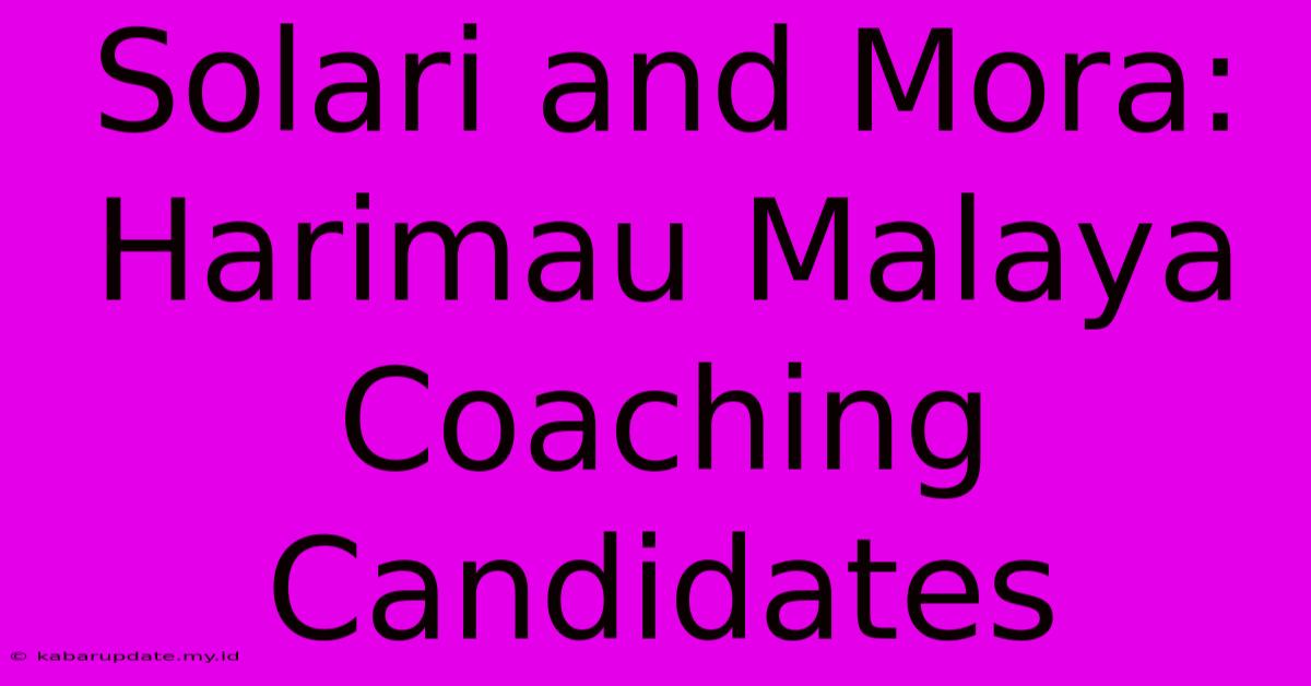 Solari And Mora: Harimau Malaya Coaching Candidates