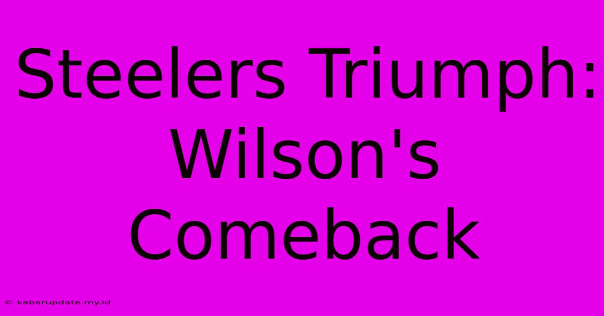 Steelers Triumph: Wilson's Comeback