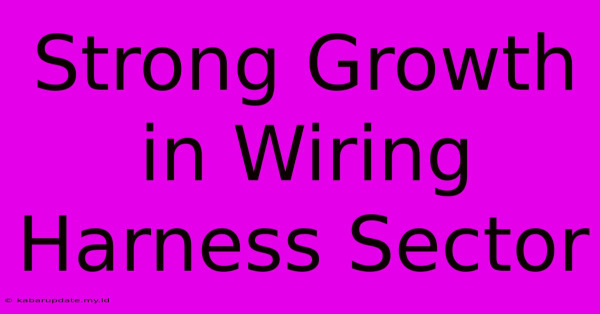 Strong Growth In Wiring Harness Sector