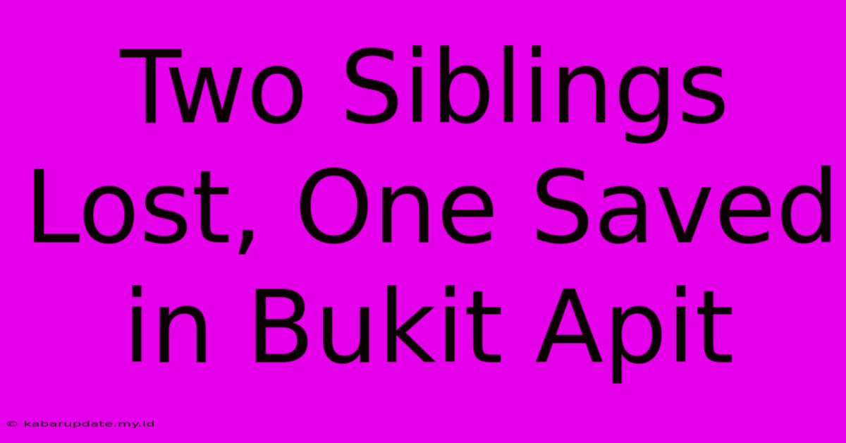 Two Siblings Lost, One Saved In Bukit Apit