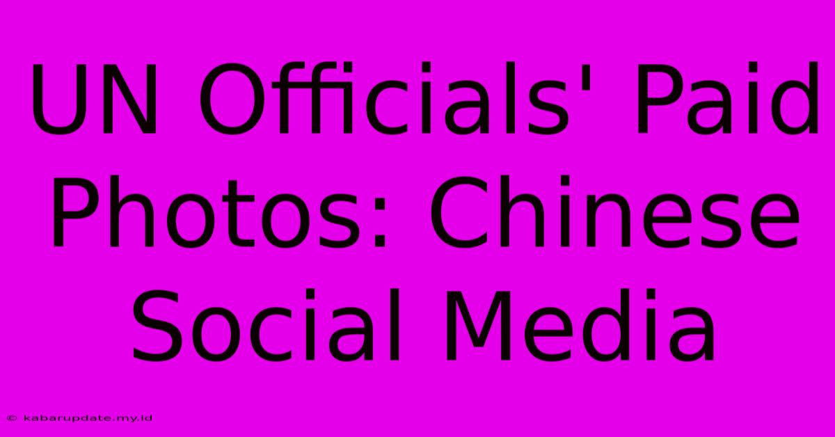 UN Officials' Paid Photos: Chinese Social Media