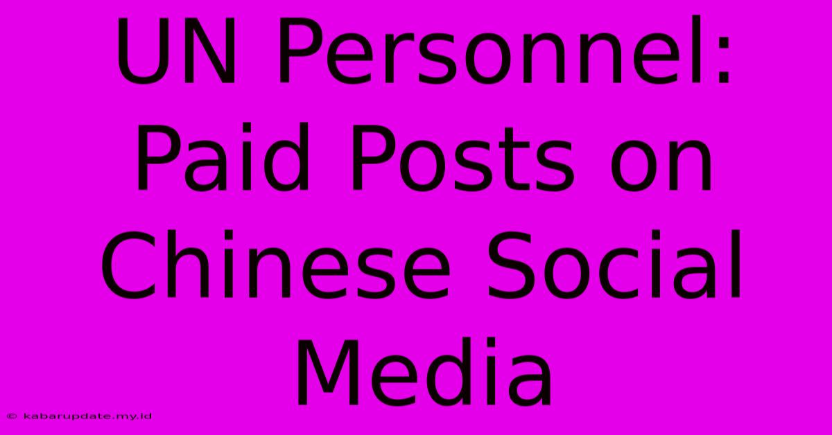 UN Personnel: Paid Posts On Chinese Social Media