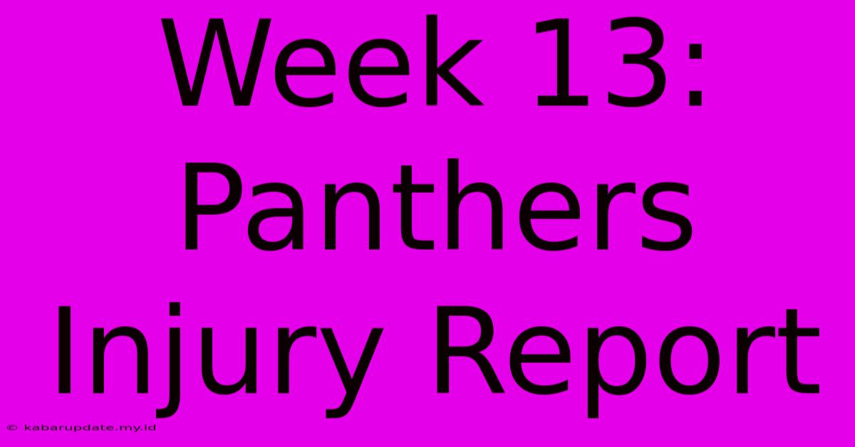 Week 13: Panthers Injury Report