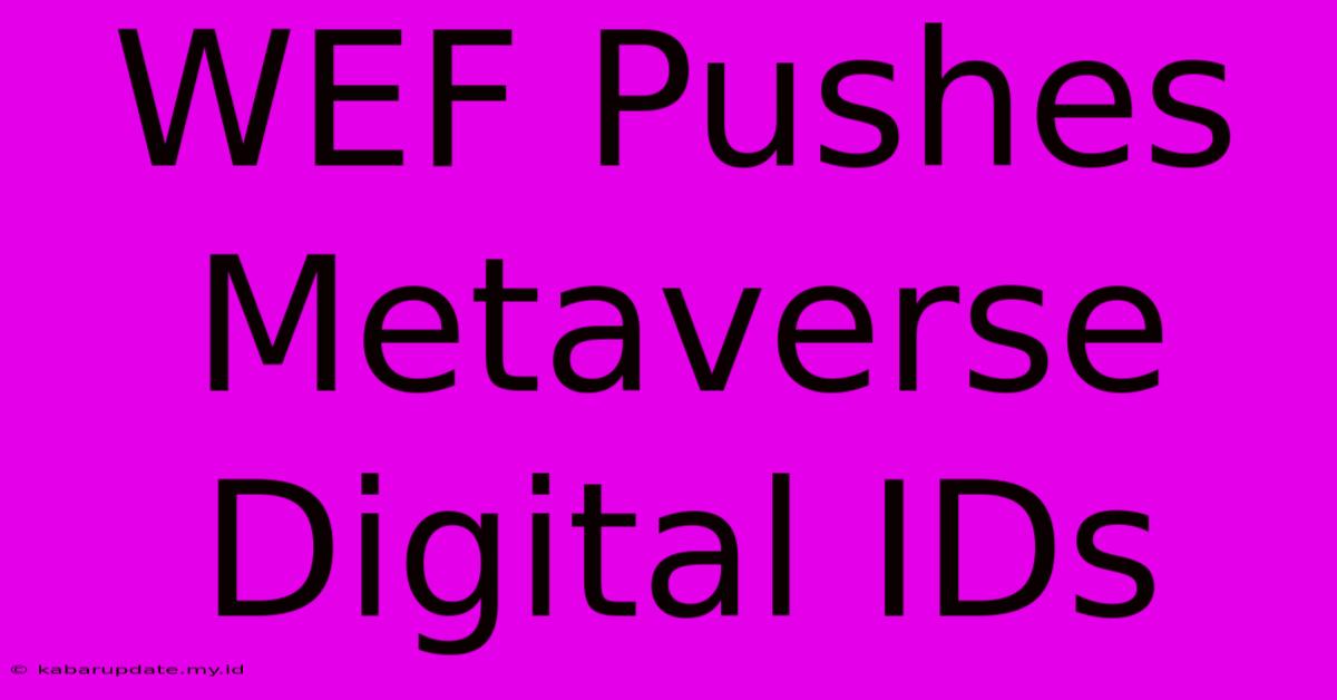 WEF Pushes Metaverse Digital IDs