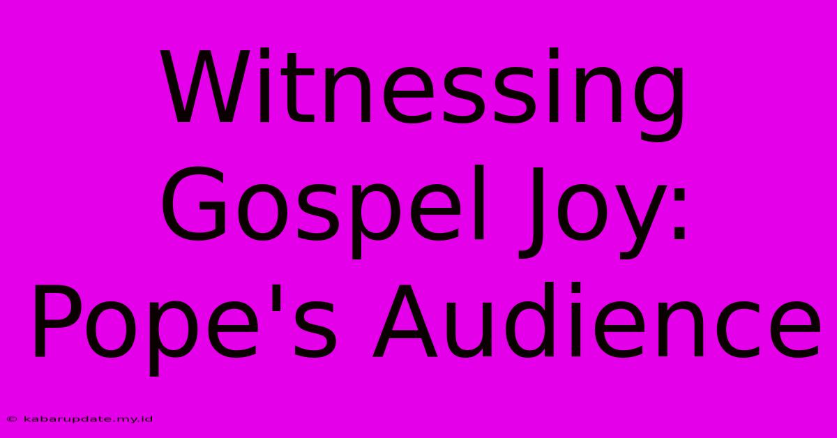 Witnessing Gospel Joy: Pope's Audience